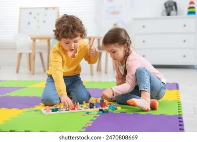 cute little children playing math 260nw 2470808669.webp